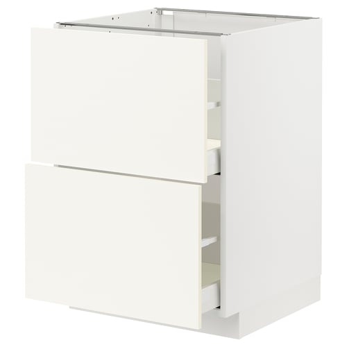White METOD kitchen cabinet, rectangular shape with two drawers.