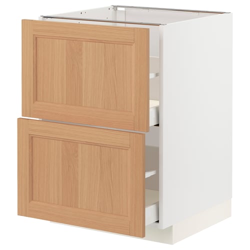 METOD kitchen cabinet, white & oak, square, modern design.