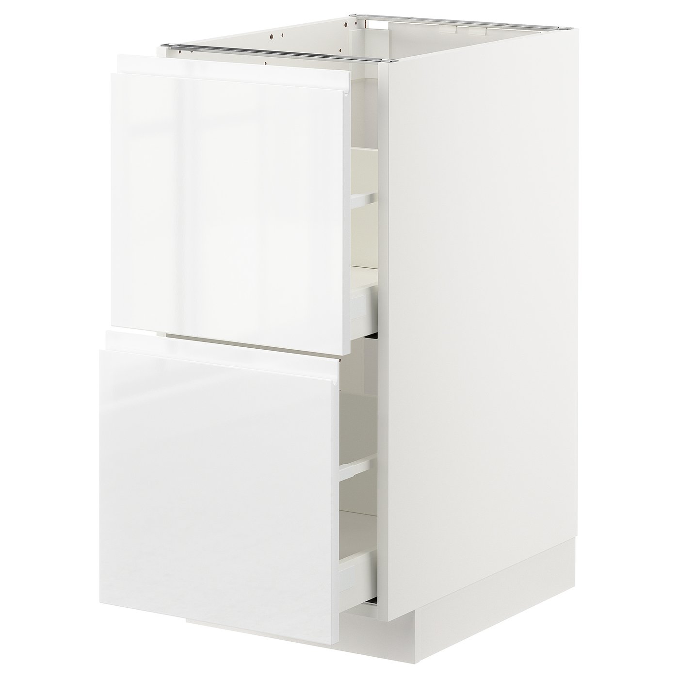 METOD / MAXIMERA Base cb 2 fronts/2 high drawers - white/Voxtorp high-gloss/white 40x60x80 cm
