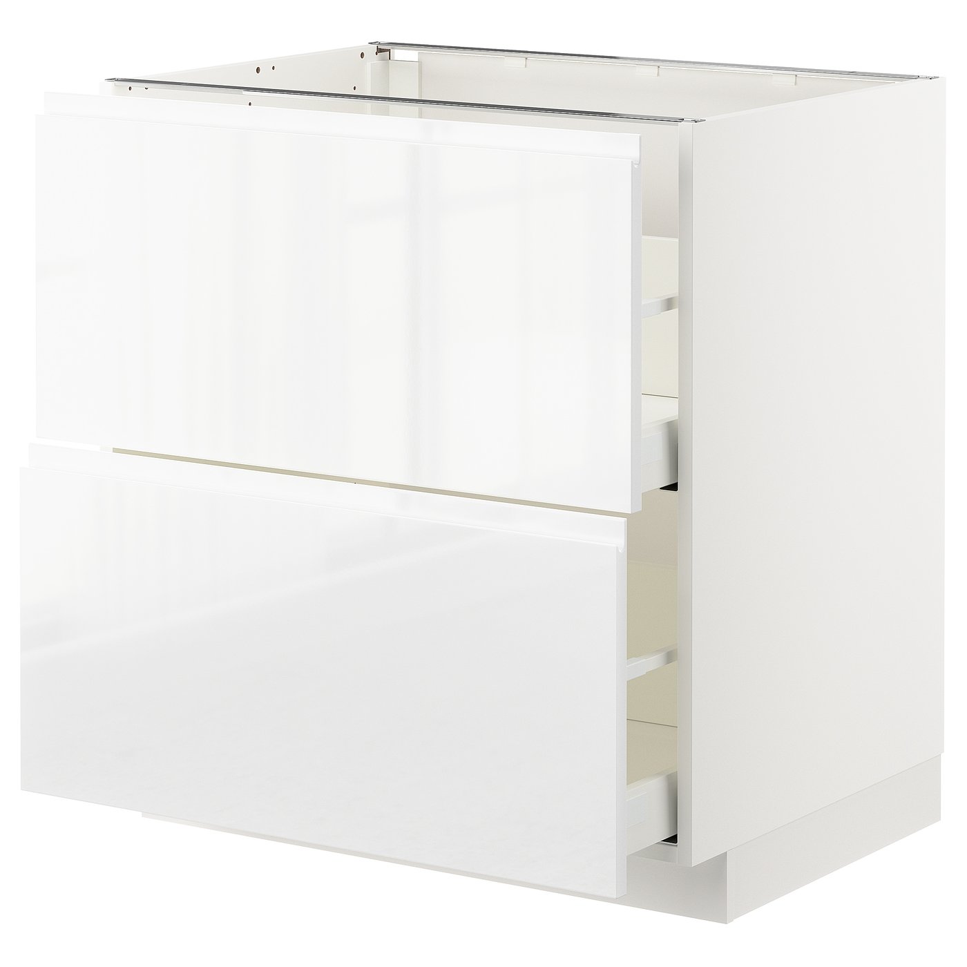 METOD / MAXIMERA Base cb 2 fronts/2 high drawers - white/Voxtorp high-gloss/white 80x60x80 cm