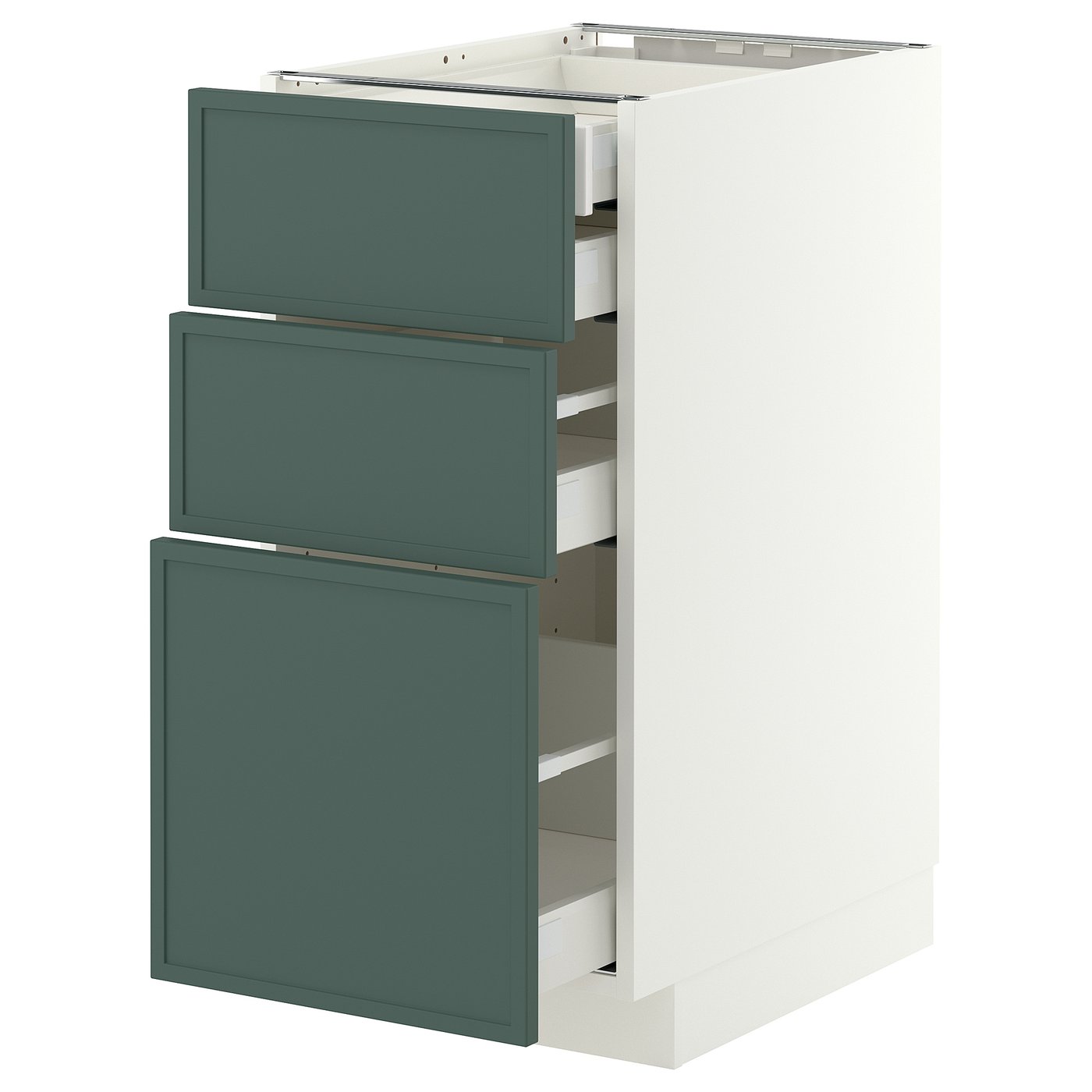 METOD / MAXIMERA Base cb 3 frnts/2 low/1 md/1 hi drw - white/Aspudden dark grey-green 40x60x80 cm