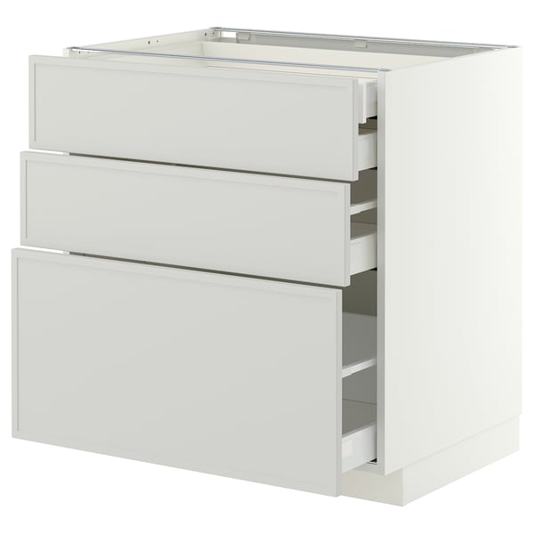 METOD / MAXIMERA Base cb 3 frnts/2 low/1 md/1 hi drw, white/Aspudden light grey, 80x60x80 cm