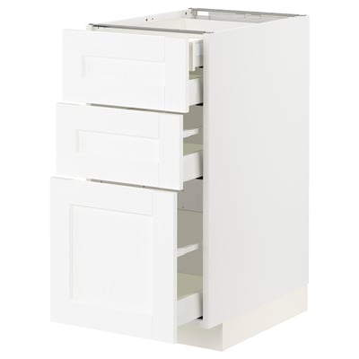 METOD / MAXIMERA Base cb 3 frnts/2 low/1 md/1 hi drw, white Enköping/white wood effect, 40x60x80 cm