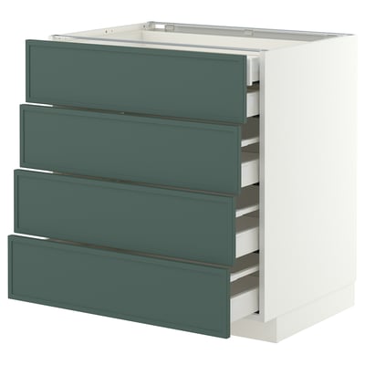 METOD / MAXIMERA Base cb 4 frnts/2 low/3 md drwrs, white/Aspudden dark grey-green, 80x60x80 cm