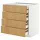 IKEA METOD cabinet with four wooden drawers, white & oak, rectangular, modern design.