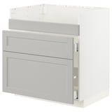 METOD / MAXIMERA Base cb f HAVSEN snk/3 frnts/2 drws, white/Lerhyttan light grey, 80x60x80 cm