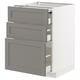 METOD / MAXIMERA Bc w pull-out work surface/3drw, white/Lerhyttan light grey, 60x60x80 cm