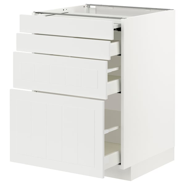 METOD / MAXIMERA Bc w pull-out work surface/3drw, white/Stensund white, 60x60x80 cm