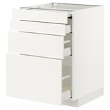 METOD / MAXIMERA Bc w pull-out work surface/3drw, white/Veddinge white, 60x60x80 cm
