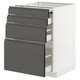 METOD / MAXIMERA Bc w pull-out work surface/3drw, white/Voxtorp dark grey, 60x60x80 cm