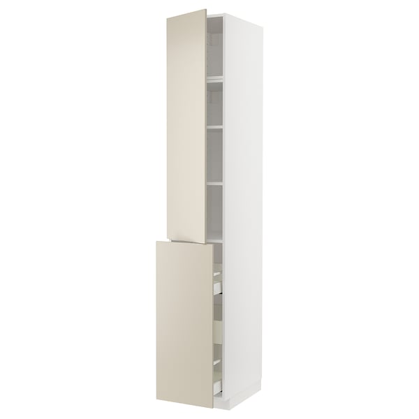 METOD / MAXIMERA Hc w p-o func 3drw/1dr/2shlv, white/Havstorp beige, 40x60x240 cm