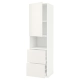 METOD / MAXIMERA Hi cab f micro w door/2 drawers, white/Veddinge white, 60x60x220 cm