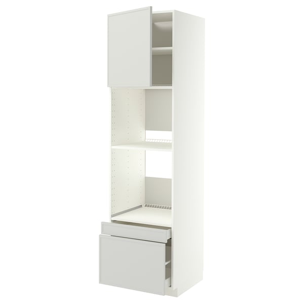METOD / MAXIMERA Hi cab f ov/combi ov w dr/2 drwrs, white/Aspudden light grey, 60x60x220 cm