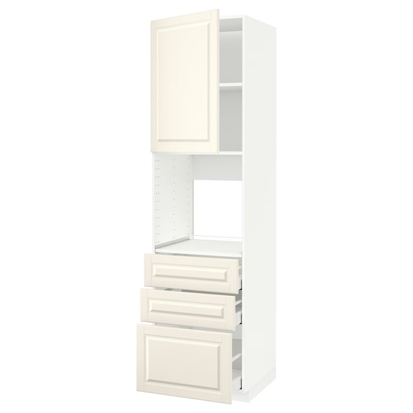 METOD / MAXIMERA High cab f oven w door/3 drawers, white/Bodbyn off-white, 60x60x220 cm