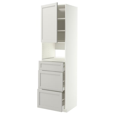 METOD white kitchen unit with grey drawers, traditional design.