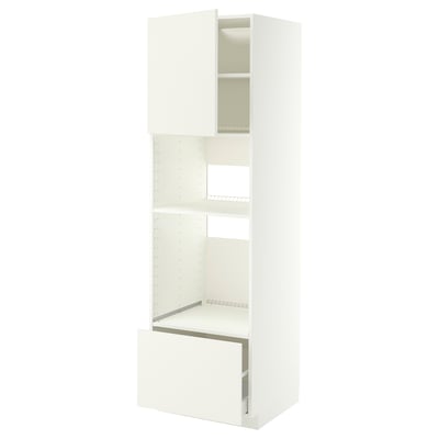 METOD / MAXIMERA High cabinet f built-in appliances, white/Vallstena white, 60x60x200 cm
