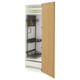 METOD: white tall cabinet with oak door, metal pull-out organisers. 25-year guarantee.