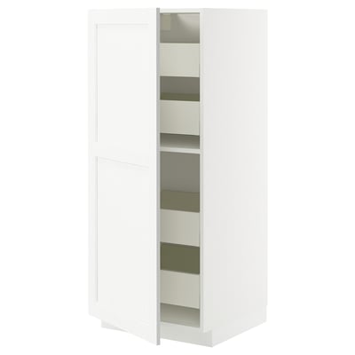 METOD / MAXIMERA High cabinet with drawers, white Enköping/white wood effect, 60x60x140 cm