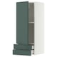 METOD / MAXIMERA Wall cabinet with door/2 drawers, white/Aspudden dark grey-green, 40x37x100 cm