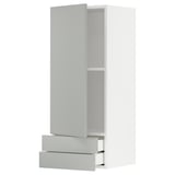 METOD / MAXIMERA Wall cabinet with door/2 drawers, white/Havstorp light grey, 40x37x100 cm