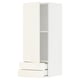 METOD / MAXIMERA Wall cabinet with door/2 drawers, white/Vallstena white, 40x37x100 cm