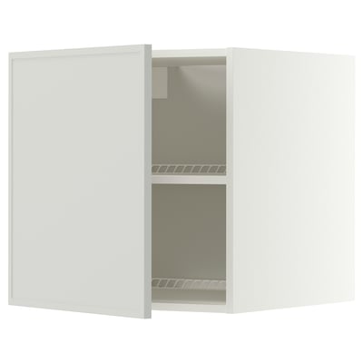 METOD Top cabinet for fridge/freezer, white/Aspudden light grey, 60x60x60 cm
