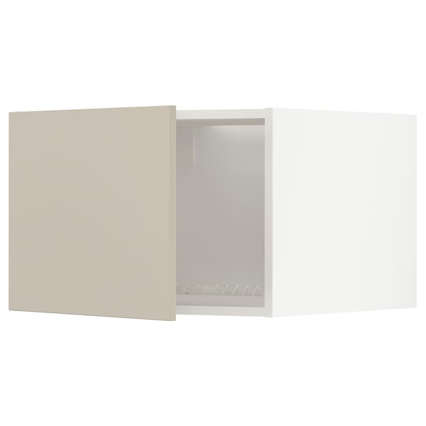 METOD Top cabinet for fridge/freezer, white/Havstorp beige, 60x60x40 cm