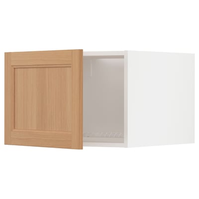 METOD Top cabinet for fridge/freezer, white/Vedhamn oak, 60x60x40 cm