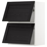 METOD Wall cab horizo 2 doors w push-open, white/Lerhyttan black stained, 60x37x80 cm