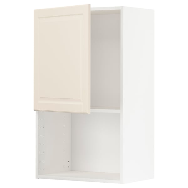 METOD Wall cabinet for microwave oven, white/Bodbyn off-white, 60x37x100 cm