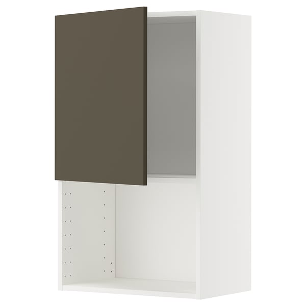 METOD Wall cabinet for microwave oven, white/Havstorp brown-beige, 60x37x100 cm