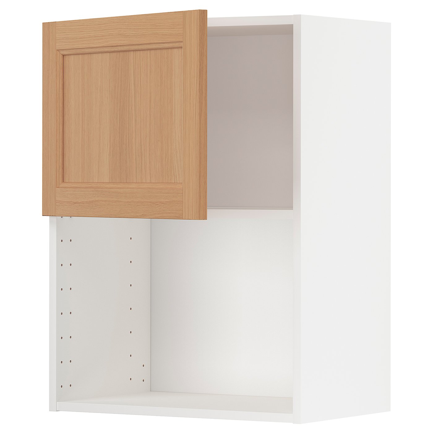 METOD wall for microwave oven, white/Vedhamn oak, 60x37x80 cm
