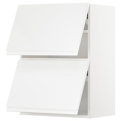 METOD Wall cabinet horizontal w 2 doors, white/Voxtorp high-gloss/white, 60x37x80 cm