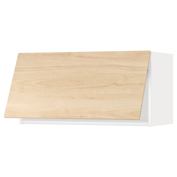 METOD Wall cabinet horizontal w push-open, white/Askersund light ash effect, 80x37x40 cm