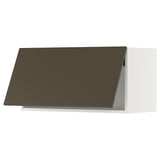 METOD Wall cabinet horizontal w push-open, white/Havstorp brown-beige, 80x37x40 cm