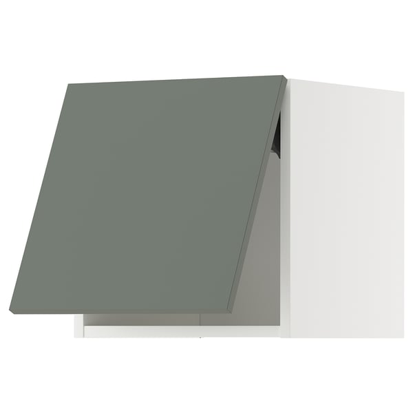 METOD Wall cabinet horizontal w push-open, white/Nickebo matt grey-green, 40x37x40 cm