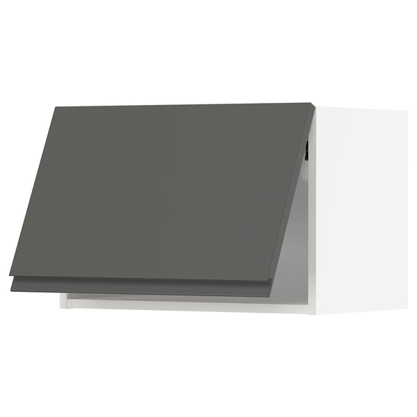 METOD Wall cabinet horizontal w push-open, white/Voxtorp dark grey, 60x37x40 cm