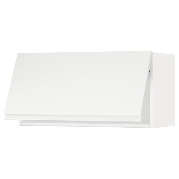 METOD Wall cabinet horizontal w push-open, white/Voxtorp matt white, 80x37x40 cm
