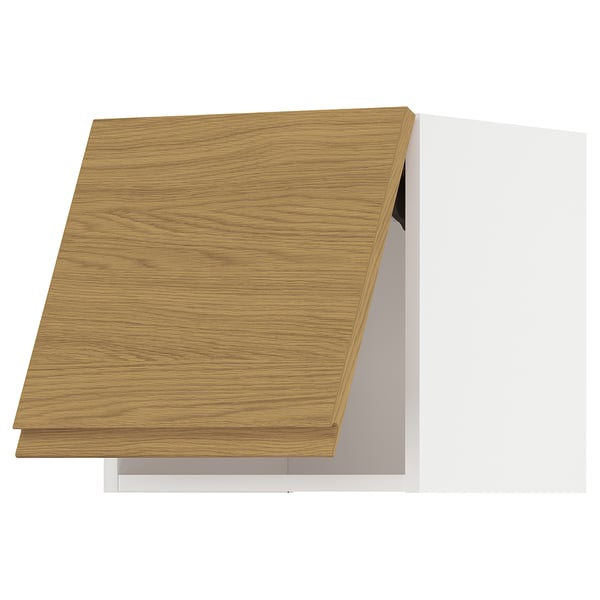 METOD Wall cabinet horizontal w push-open, white/Voxtorp oak effect, 40x37x40 cm