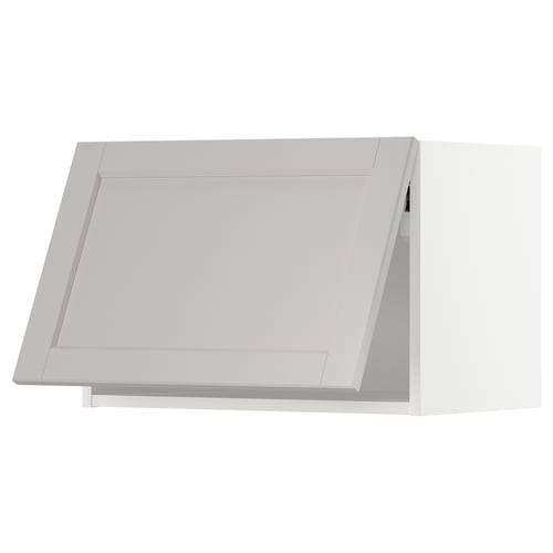 Modern light grey METOD kitchen cabinet with bevelled edges.