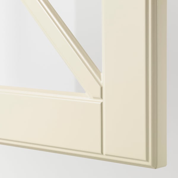 METOD Wall cabinet w 2 glass dr/crossbar., white/Bodbyn off-white, 80x37x40 cm