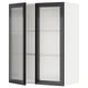 METOD Wall cabinet w shelves/2 glass drs, white/Hejsta anthracite reeded glass, 80x37x100 cm