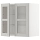 METOD Wall cabinet w shelves/2 glass drs, white/Lerhyttan light grey, 60x37x60 cm