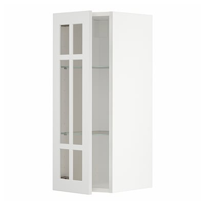 METOD Wall cabinet w shelves/glass door, white/Stensund white, 30x37x80 cm