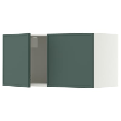 METOD Wall cabinet with 2 doors, white/Aspudden dark grey-green, 80x37x40 cm