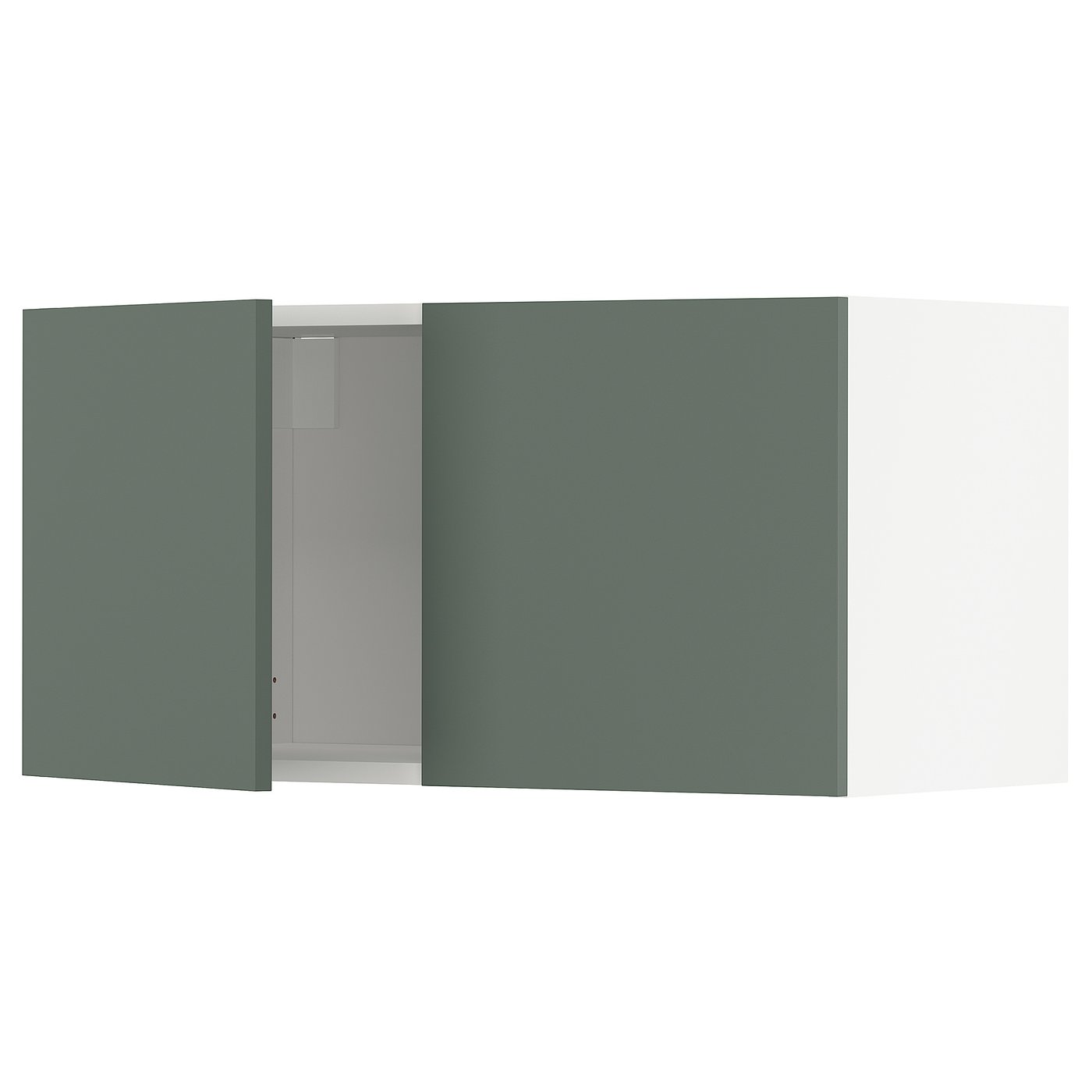 METOD wall with 2 doors, white/Bodarp greygreen, 80x37x40 cm