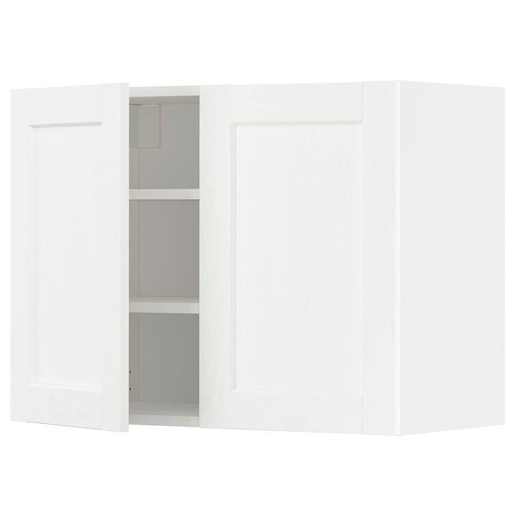 METOD wall with shelves/2 doors, white Enköping/white wood