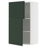 METOD Wall cabinet with shelves/2 doors, white/Havstorp deep green, 60x37x100 cm