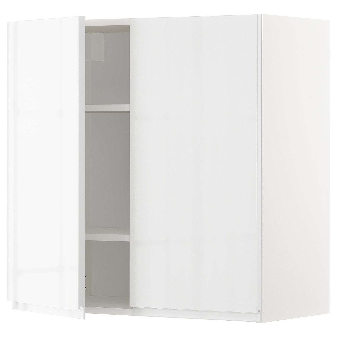 METOD wall with shelves/2 doors, white/Voxtorp highgloss/white