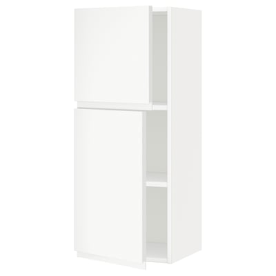 METOD Wall cabinet with shelves/2 doors, white/Voxtorp matt white, 40x37x100 cm